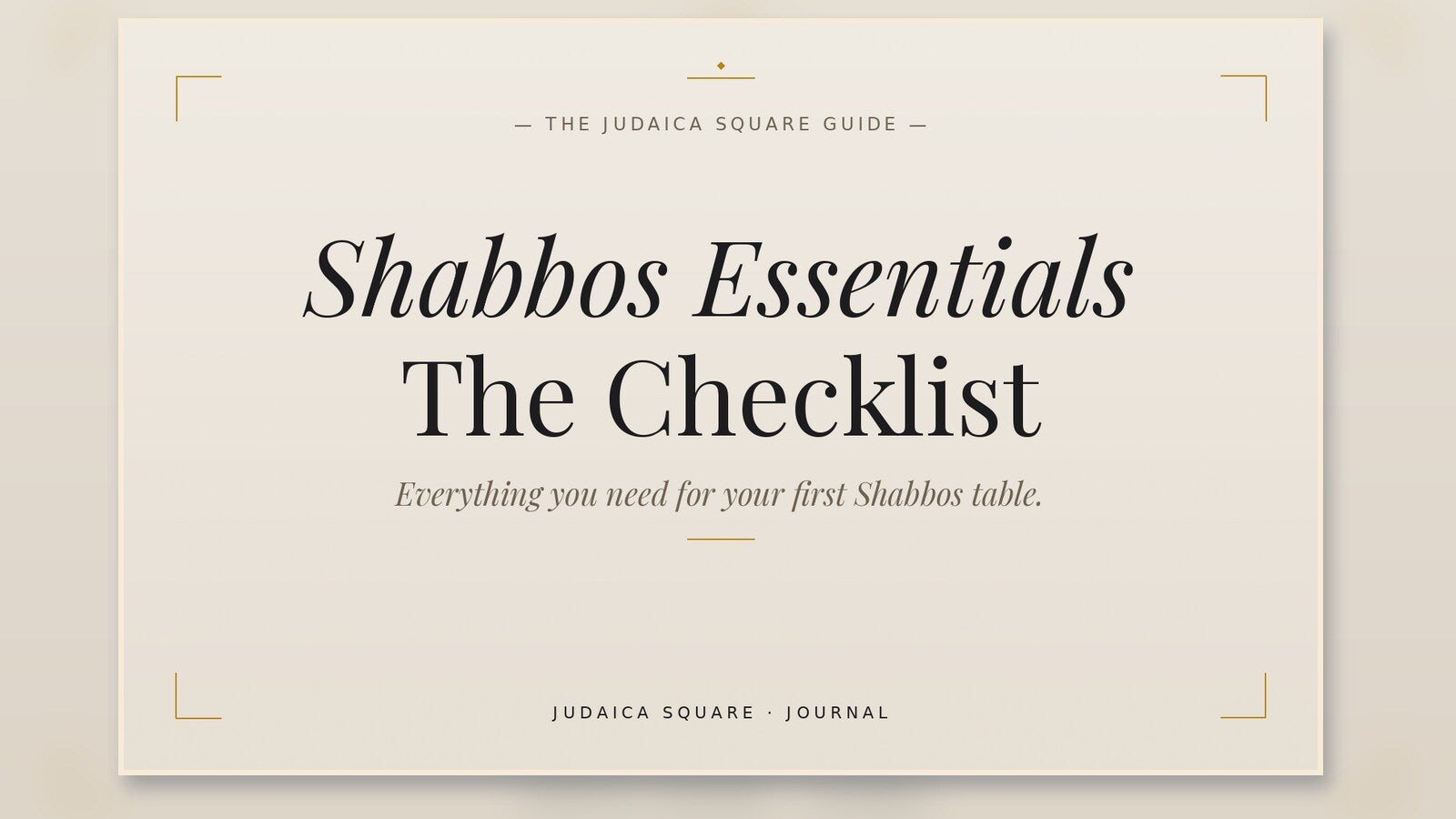 Editorial cover for a first Shabbos table essentials checklist