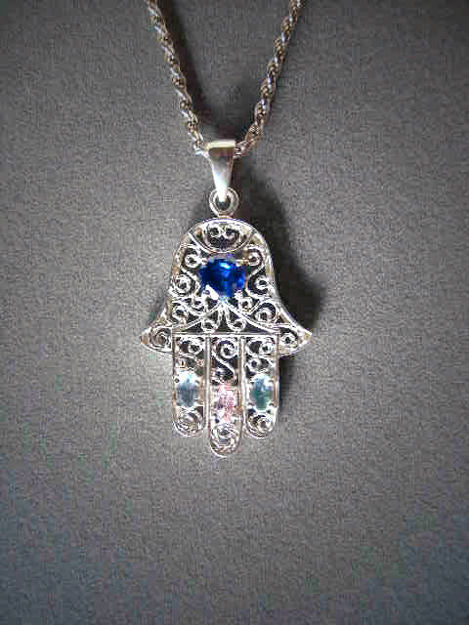 Bejeweled Filigree Hamsa — alternate view | Judaica Square Lakewood