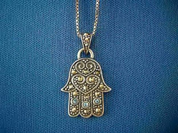 Blues & Marcasite Hamsa — alternate view | Judaica Square Lakewood