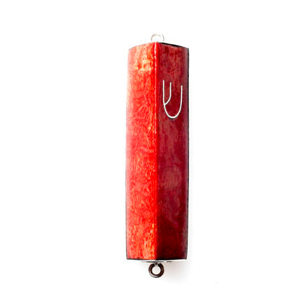 Red Coral and Sterling Silver Mezuzah Case