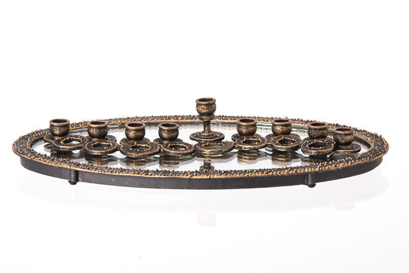 Golden Links Metal Menorah | Judaica Square Lakewood