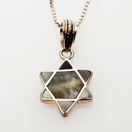 Black Mussel Shell and Sterling Silver Mini Star of David