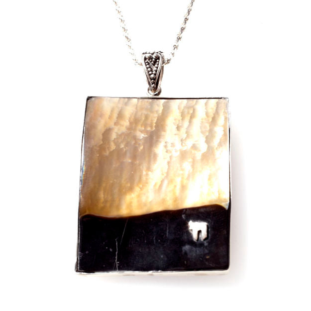 Black Mussel Shell and Sterling Silver Pendant — alternate view | Judaica Square Lakewood