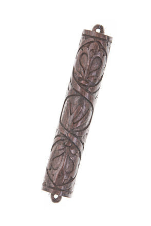 Wood Carved Mezuzah Case Ebony