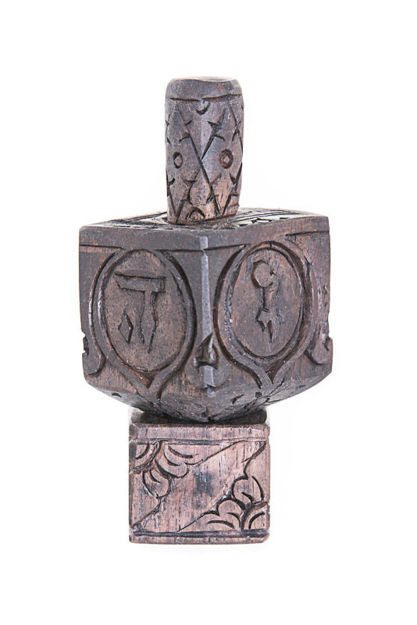 Dreidel Wood Carved Ebony — alternate view | Judaica Square Lakewood