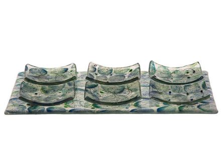 C830-S Blue/Green Seder Plate Glass