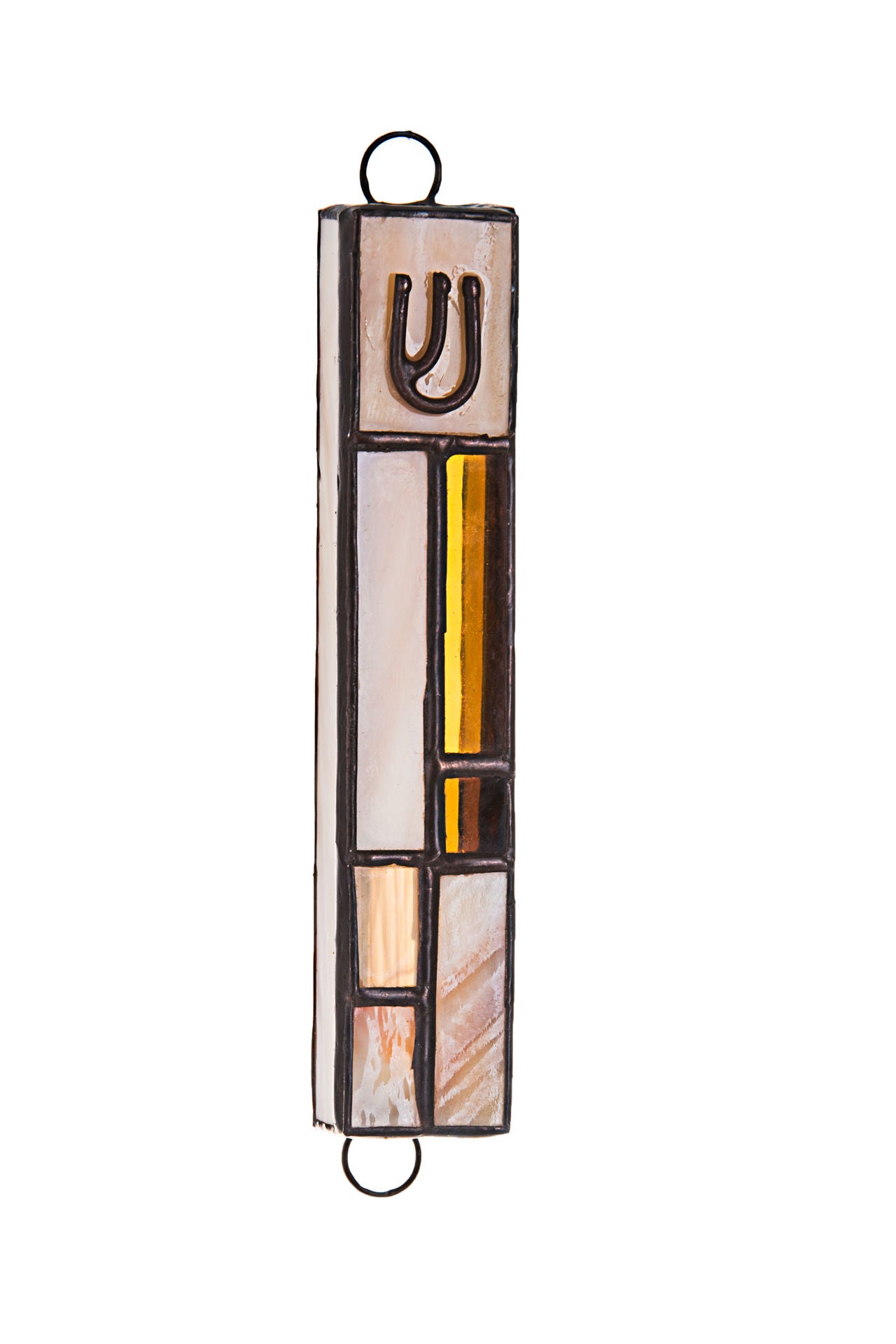 Stained Glass Brown and Tan Mezuzah Case | Judaica Square Lakewood