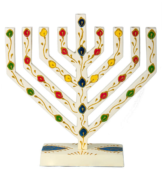 V shaped colored menorah — alternate view | Judaica Square Lakewood