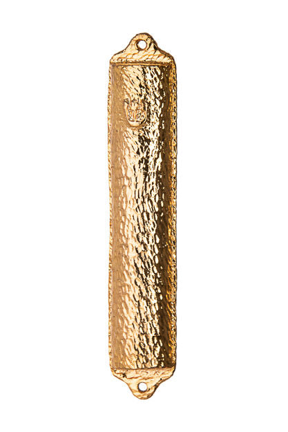 Hammered Gold Mezuzah Case — alternate view | Judaica Square Lakewood