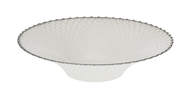 Round Bowl White with Grey — alternate view | Judaica Square Lakewood