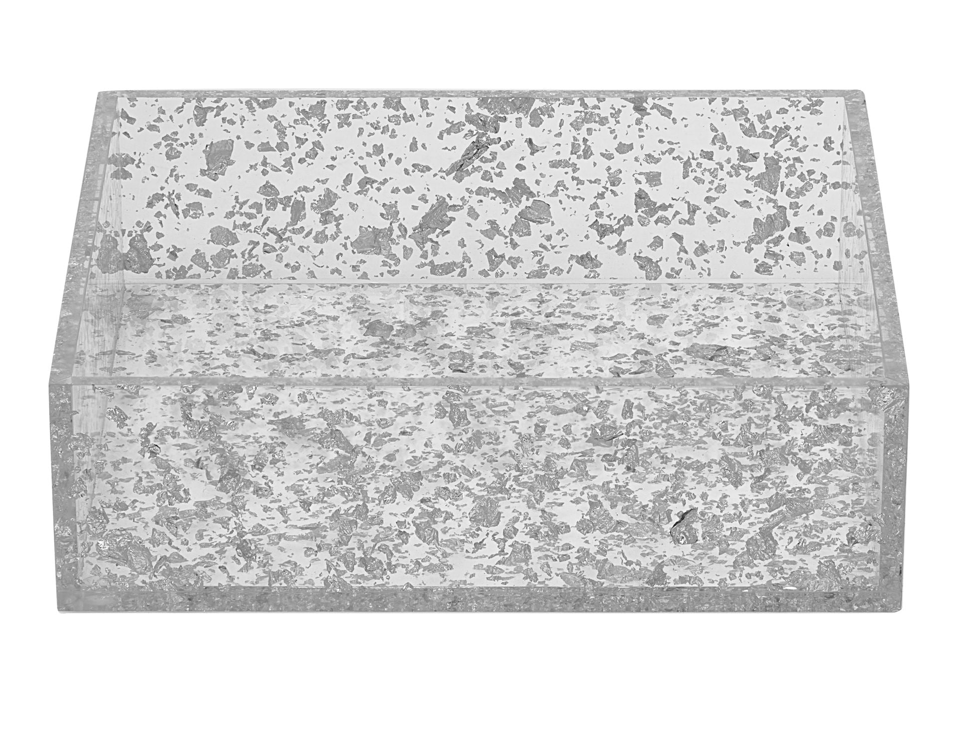 Napkin Holder Silver Flakes Lucite | Judaica Square Lakewood