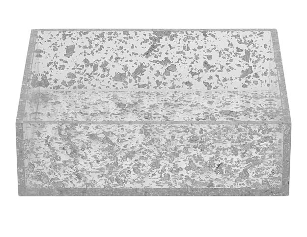 Napkin Holder Silver Flakes Lucite — alternate view | Judaica Square Lakewood