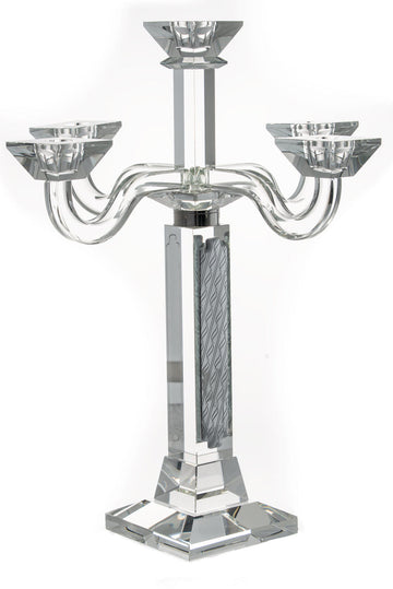 17-inch crystal and sterling silver 5-branch candelabra