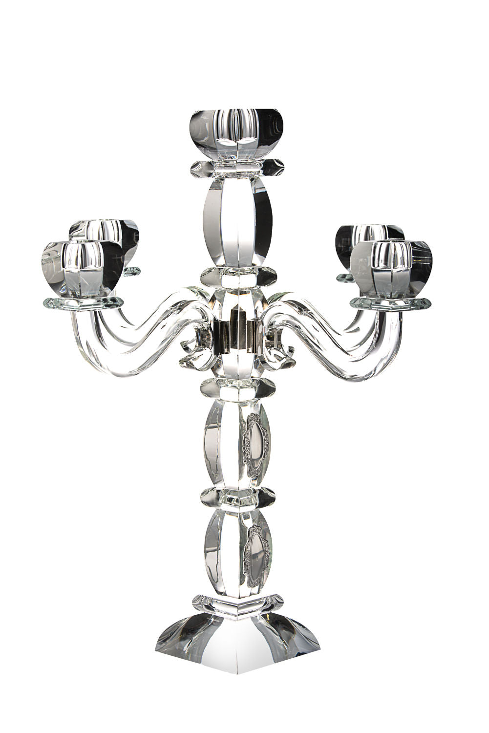 Candelabra Clear Crystal and Silver 5 Branches | Judaica Square Lakewood
