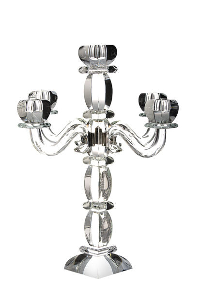 Candelabra Clear Crystal and Silver 5 Branches — alternate view | Judaica Square Lakewood