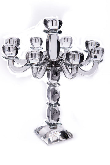 crystal and sterling silver 9-branch candelabra with faceted cups