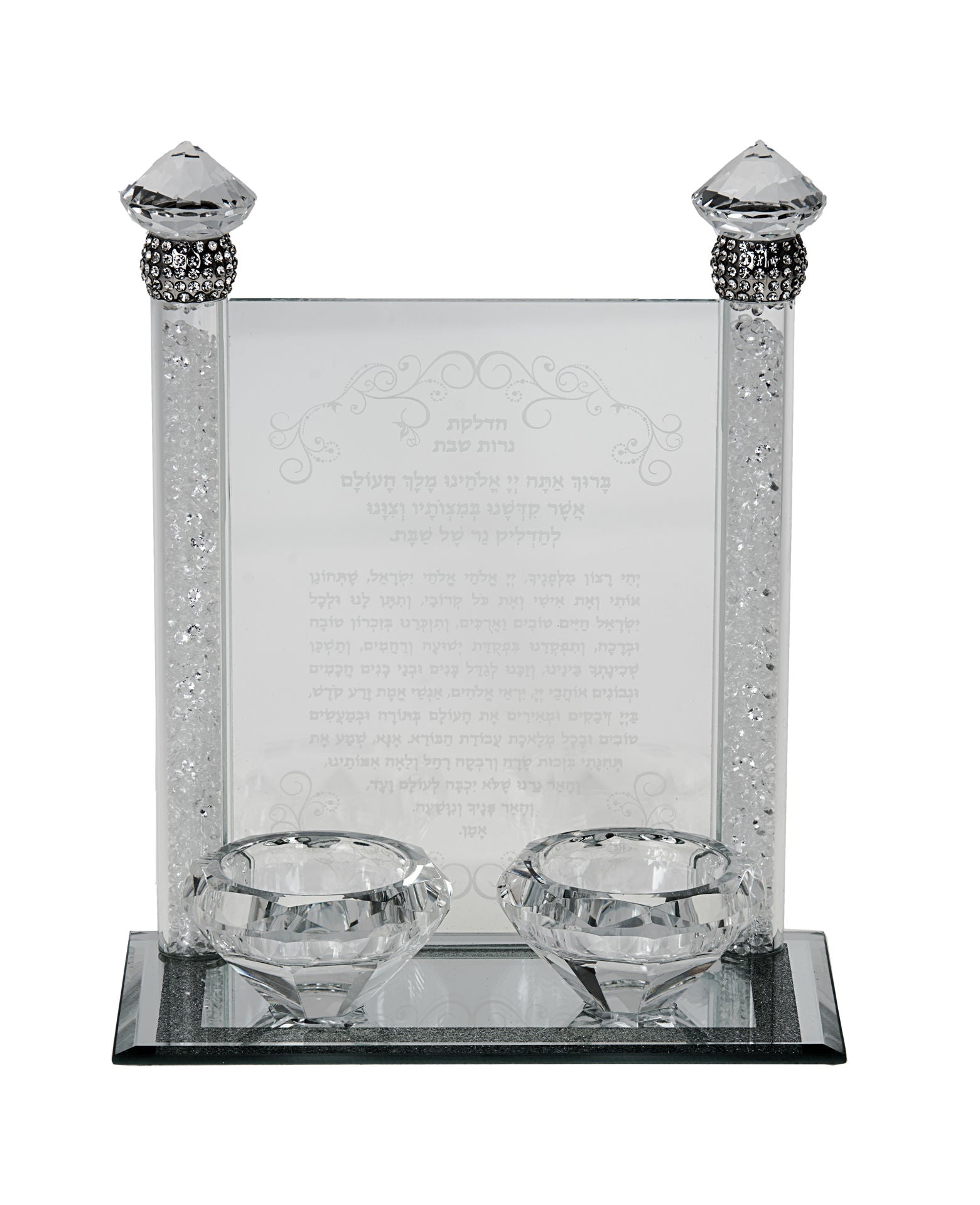 Crystal & Stone Candlestick for Tea light candles | Judaica Square Lakewood