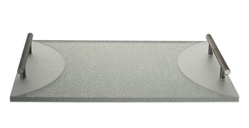 Challah Board Lucite Silver with handle | Judaica Square Lakewood