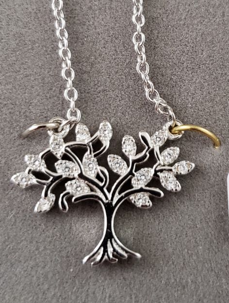 Tree of Life with CZ leaves Necklace — alternate view | Judaica Square Lakewood