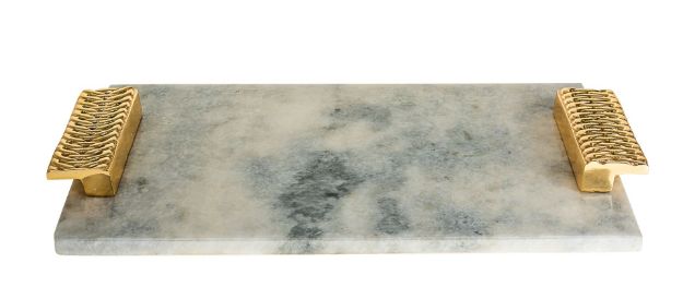 Marble Challah Board with Gold Handle