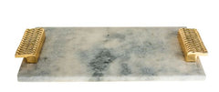 #1486 Marble Challah board with Gold Handle