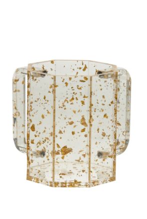 7073-G Wash Cup Lucite Gold Flakes Hexagon