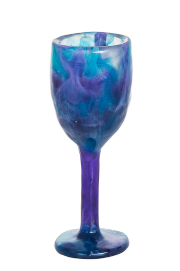 Resin Kiddush goblet swirled in turquoise, blue and violet Blue Haze colors