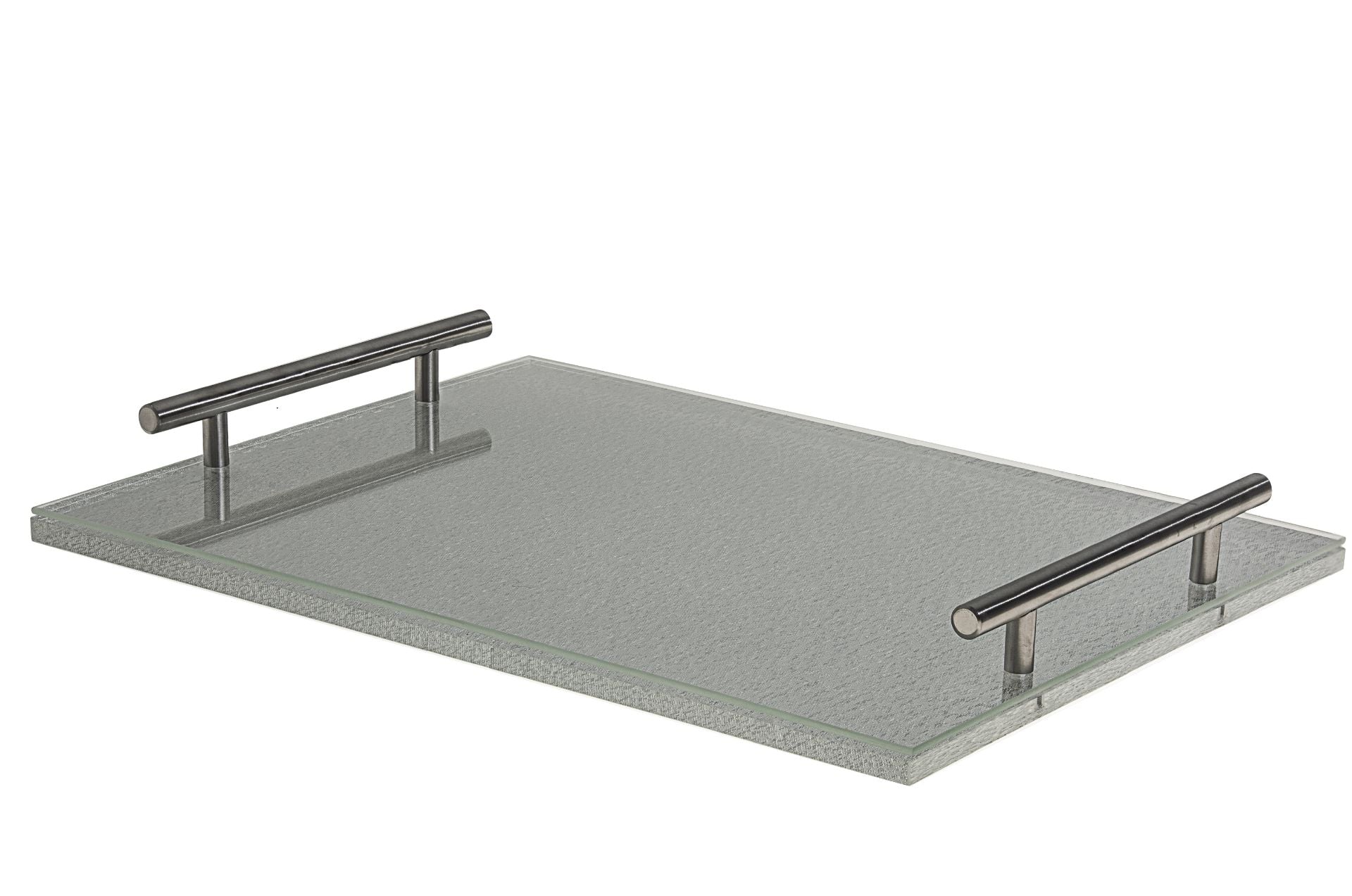 Challah Board lucite Silver with handle | Judaica Square Lakewood