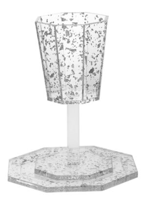 Elijah Cup on base and Tray Lucite Silver Flakes