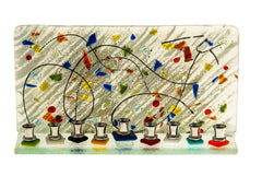 C825 Glass Multicolor Wall Menorah