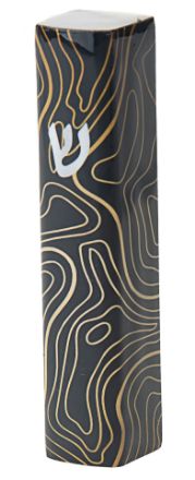 I109-BLK Mezuzah Black and Gold Abstract