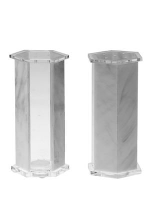 Salt and Pepper Marble Lucite Hexagon