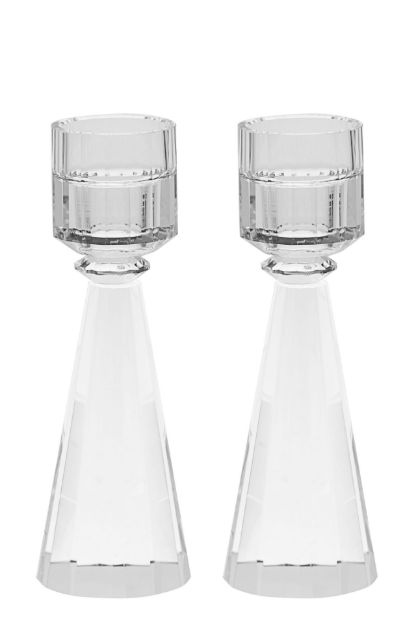 Crystal Candle Stick Clear Candlesticks — alternate view | Judaica Square Lakewood