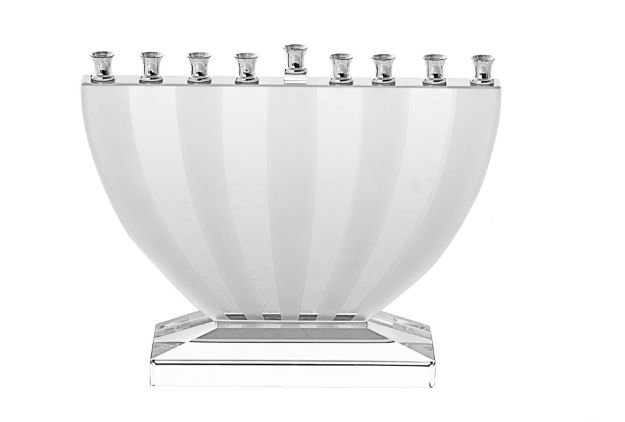 Menorah Crystal Frosted — alternate view | Judaica Square Lakewood