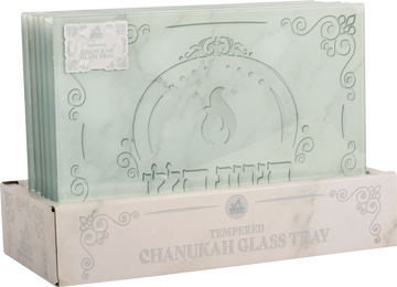 Tempered Glass Tray, White — white rectangular glass tray with a clean matte look | Judaica Square Lakewood