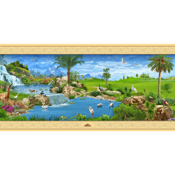 Sukkah Mural - Printed on Fabric, Mega Size - Scenery (4' 11" x 9' 10") - Judaica Posters & Murals