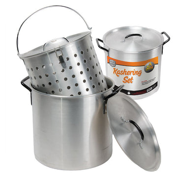 Kashering Pot with Mesh Basket — deep pot with lift-out mesh basket and cover | Judaica Square Lakewood