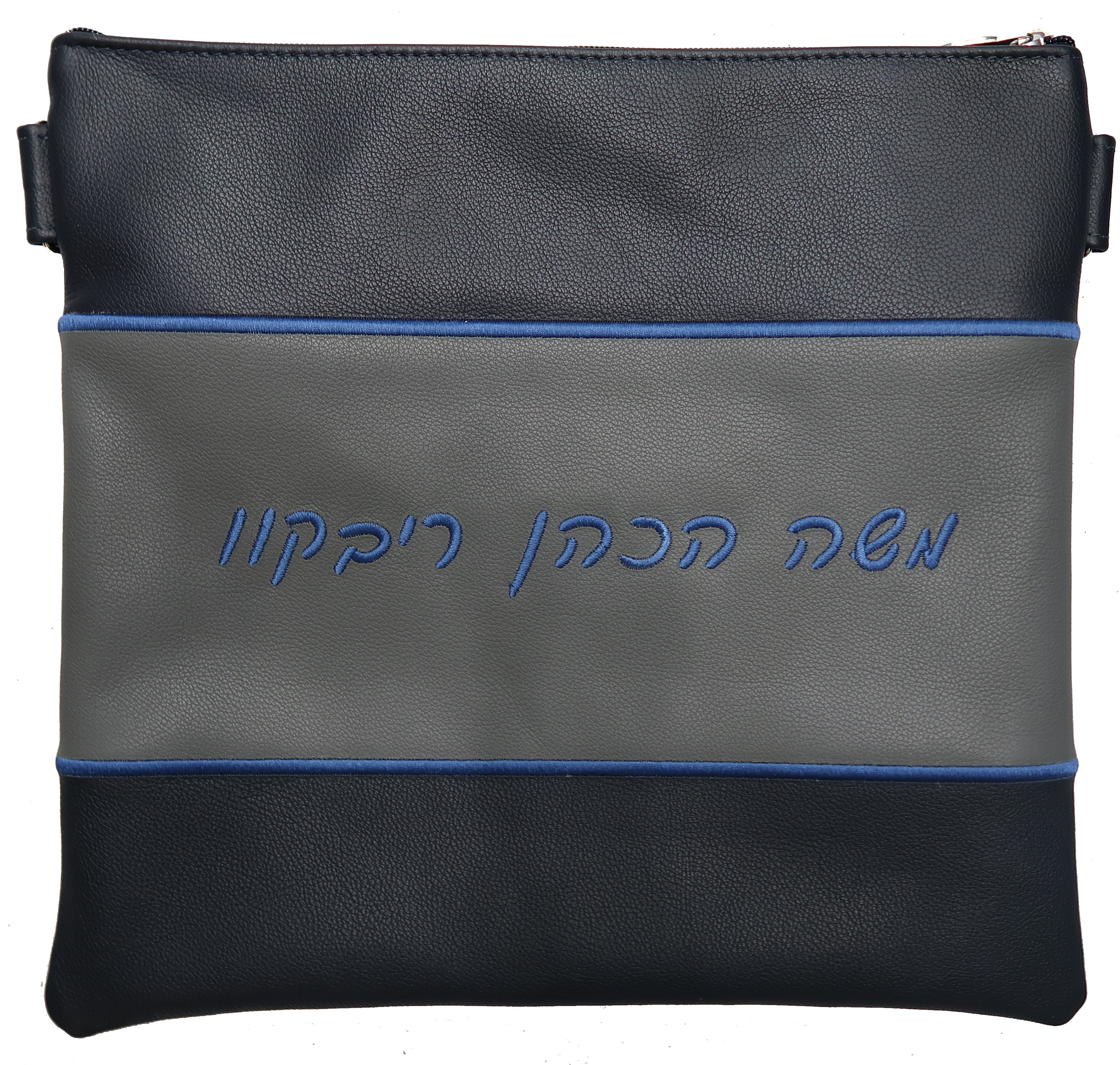 Prestige Leather Tallit & Tefillin Bag — Crown Design, Prestige Collection (165D-NV)