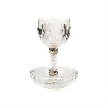 Crystal Kiddush Cup w/ Rose Gold accent and Stones (KC-X1940Z)