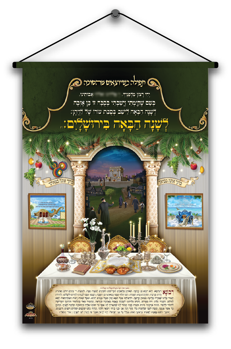 Sukkah Tapestry with LED Bulbs- תפילה כשיוצאם מהסוכה - Judaica Posters & Murals