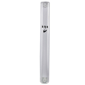 Clear Plastic Mezuzah Case Silver Shin 15cm (MZ-PMC15CS) 22269 28952