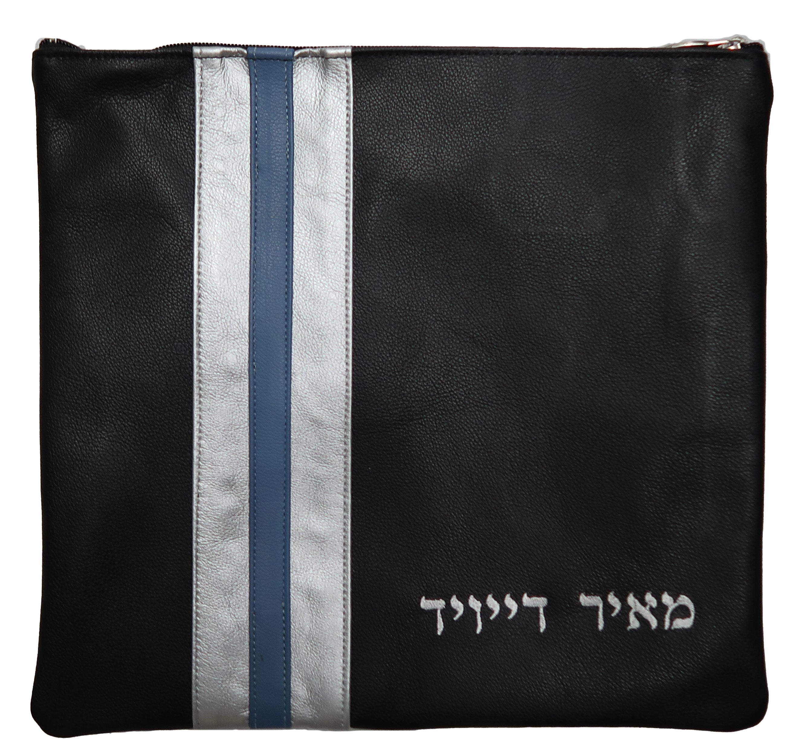 Prestige Leather Tallit & Tefillin Bag — Crown Design, Prestige Collection (245D-BK)