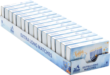 Long Chanukah Matches, Blue — extended-length matches for menorah lighting | Judaica Square Lakewood