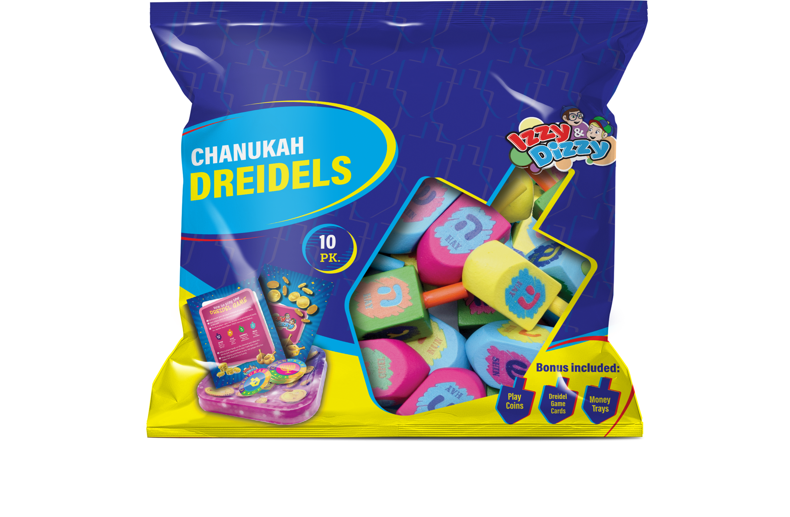 10PK. Multi Colored Wood Dreidels Medium Pack — Judaica Square