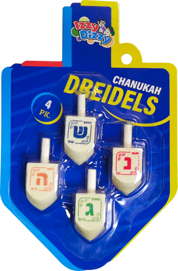 Natural Wood Dreidels: four plain unfinished medium wood dreidels