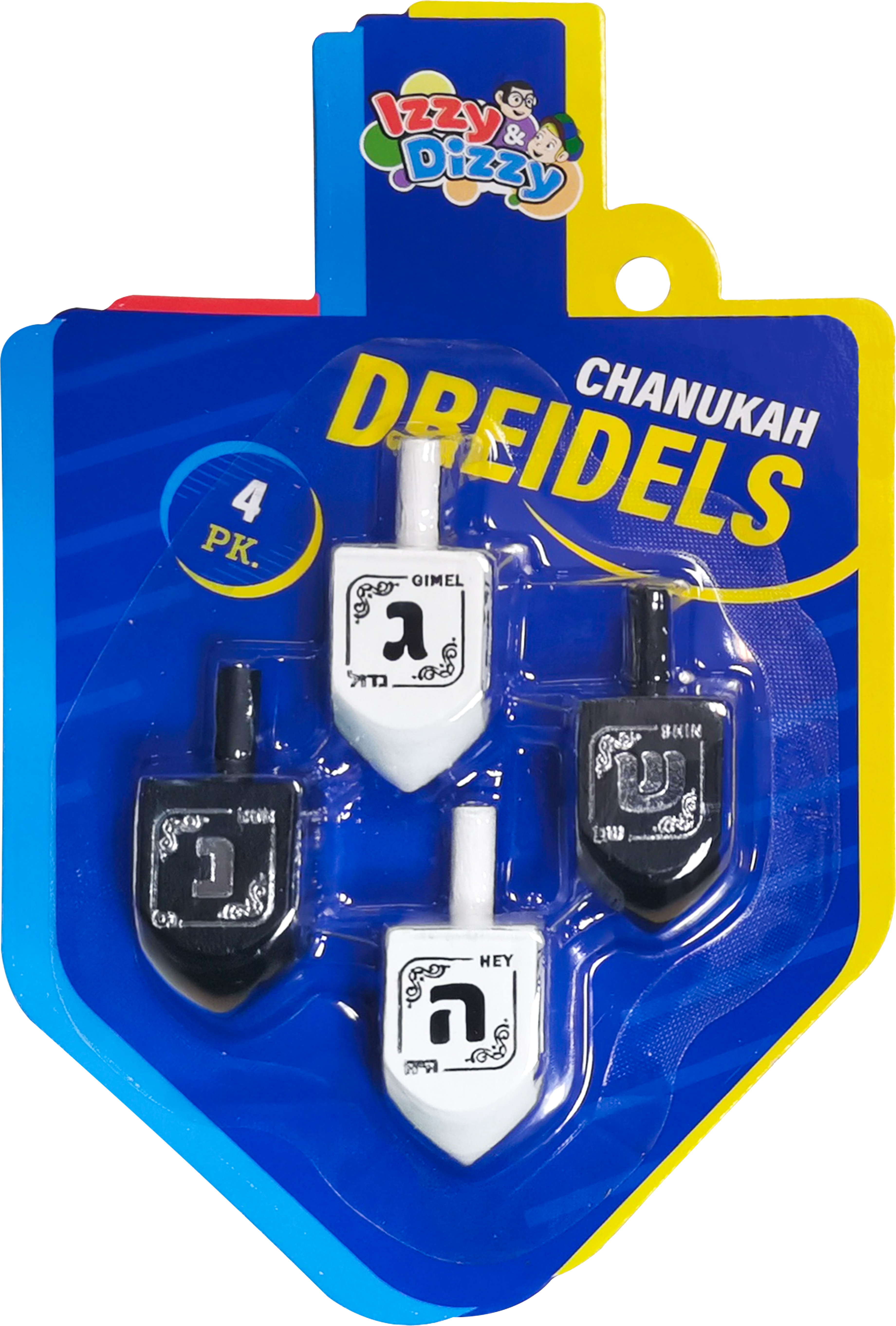 Black and White Wood Dreidels Medium - 4 Pack — Judaica Square