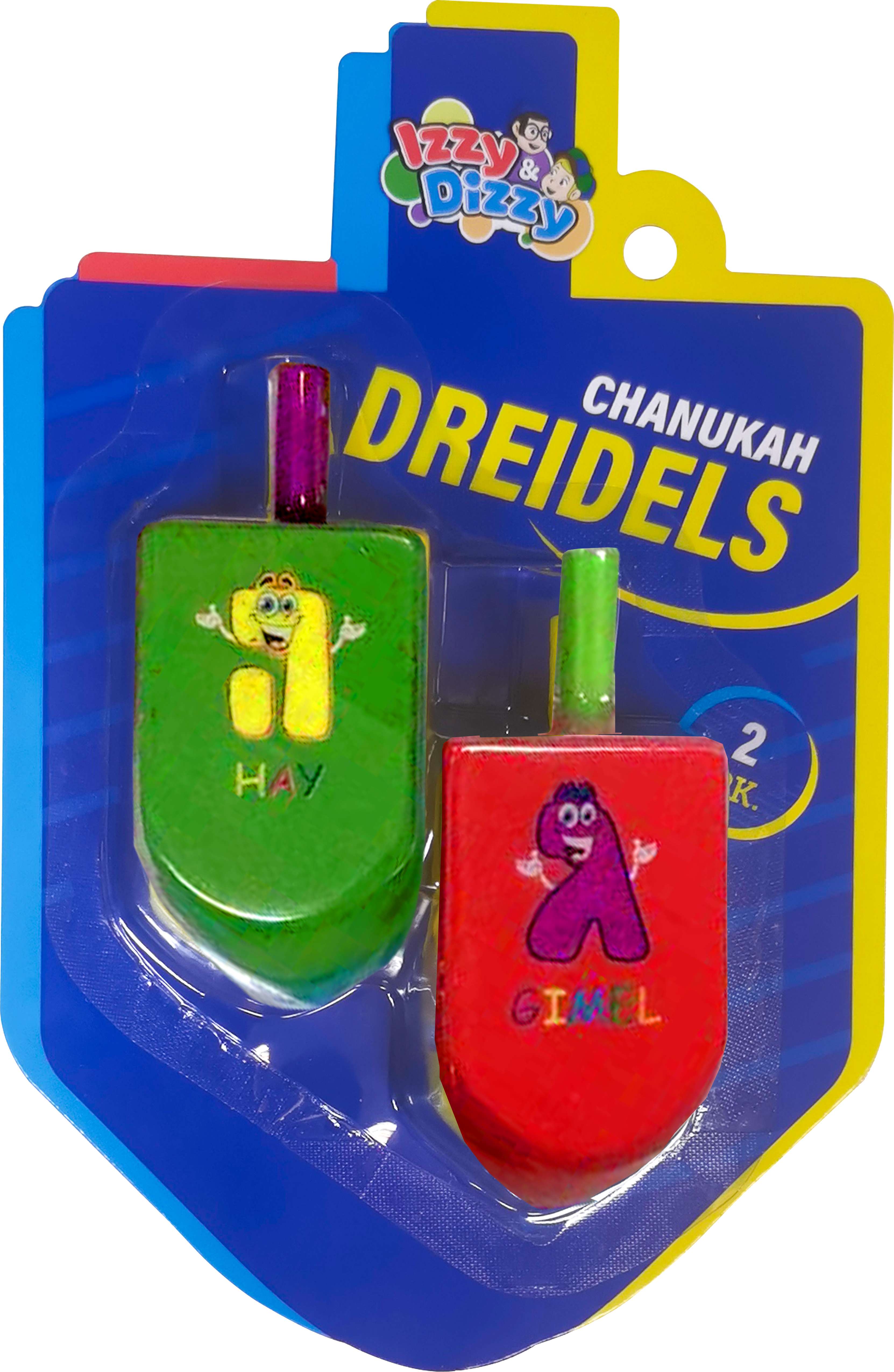 2PK. Character Letters Wood Dreidels Large — Judaica Square