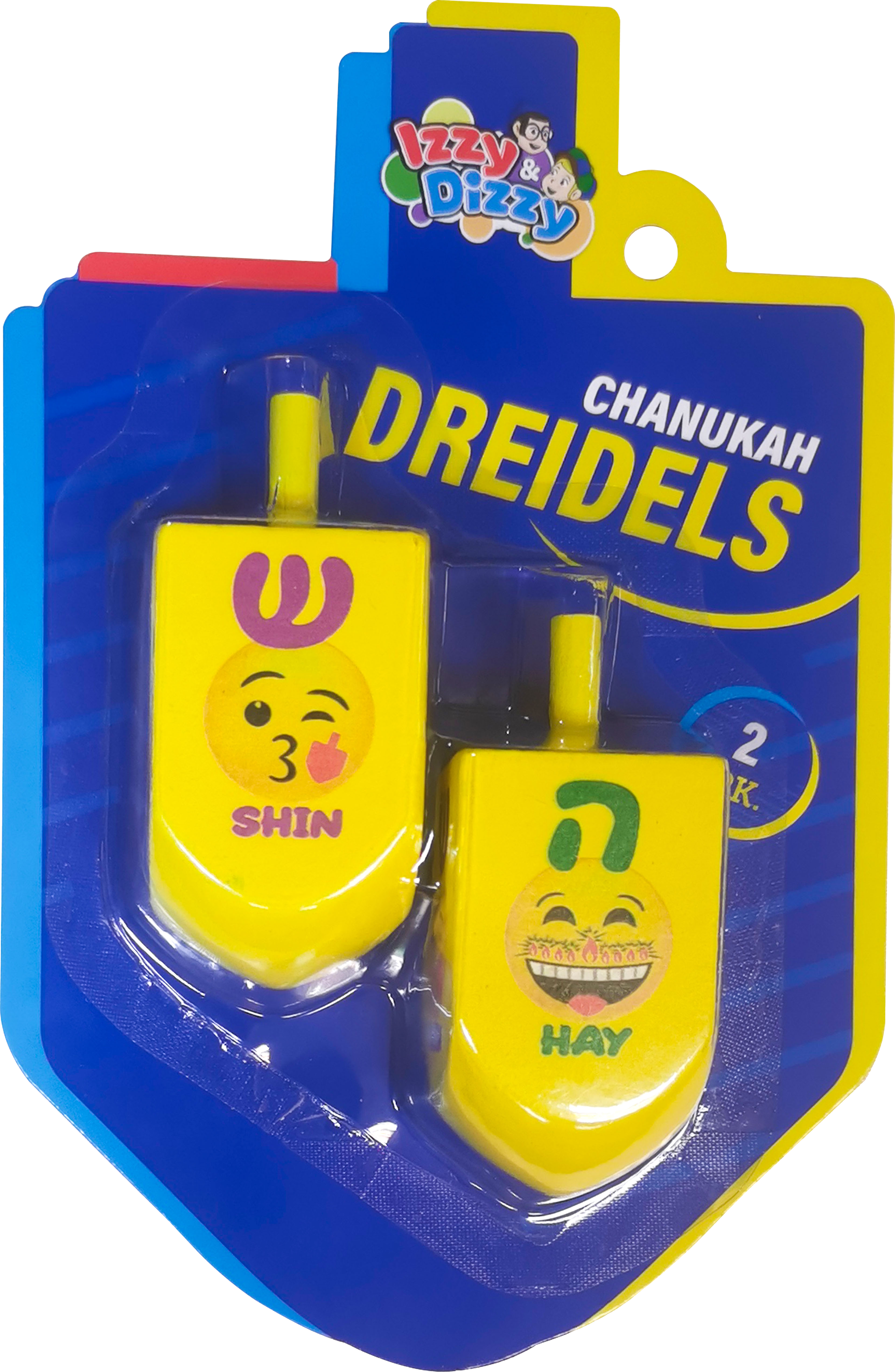 Emoji Wood Dreidels Large - 2 Pack — Judaica Square