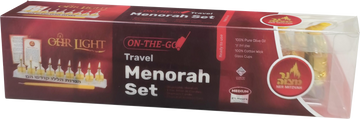 Ohr Lights On-the-Go — travel menorah with nine pre-filled olive oil candles | Judaica Square Lakewood