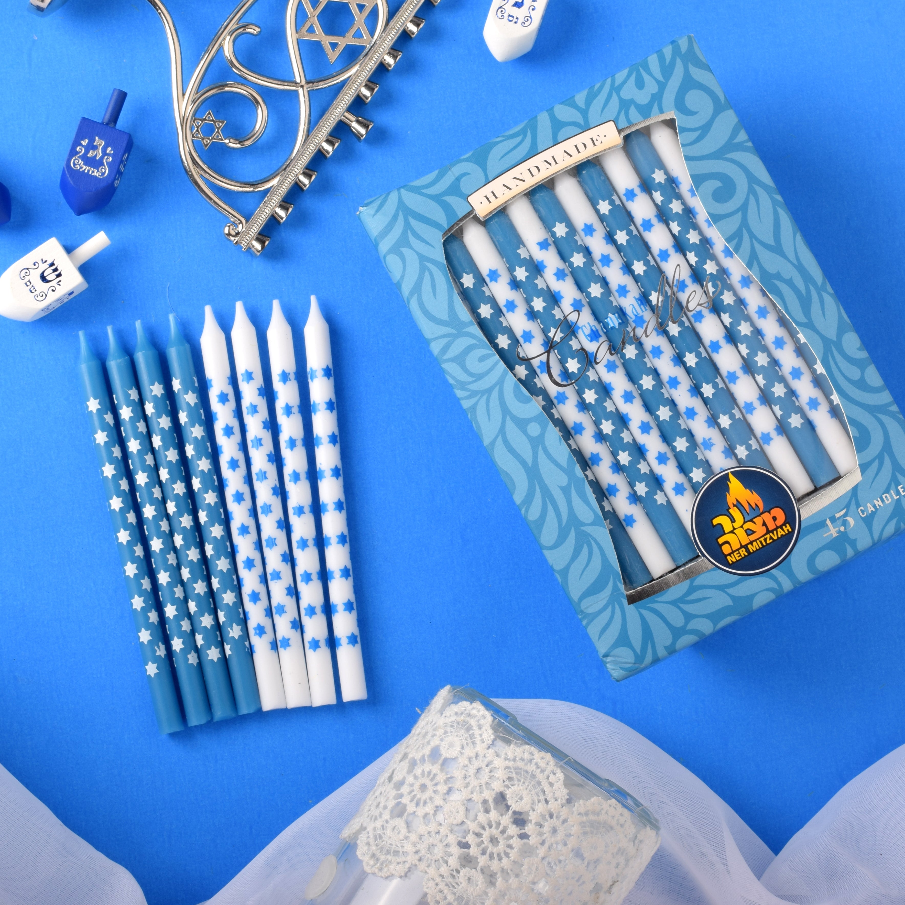 45pk. Star of David Art Chanukah Candles — Judaica Square